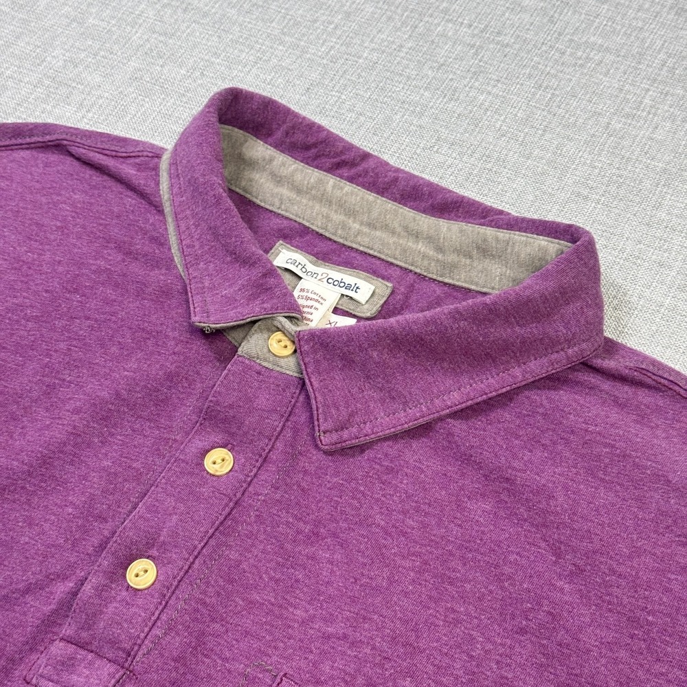 Carbon 2 Cobalt Polo Shirt Mens XL Purple‎ Cotton Spandex Pocket Stretch Casual